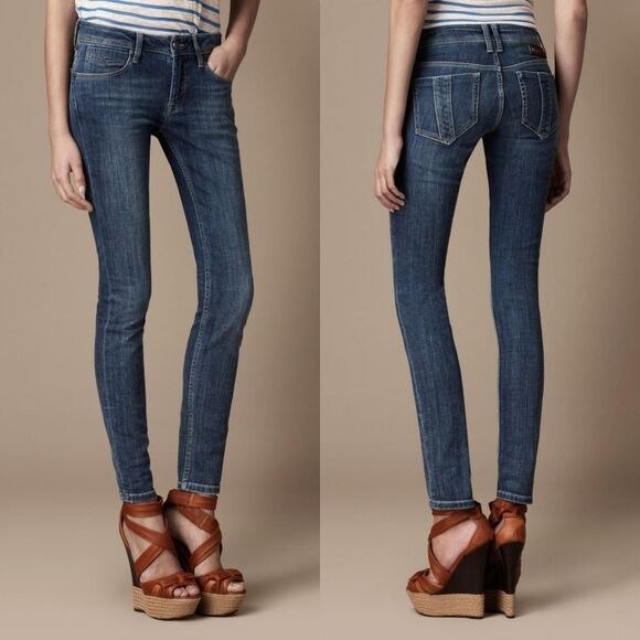 Burberry Brit Kensignton Low Rise Skinny Slim Jeans in Medium Wash - Picture 1 of 14